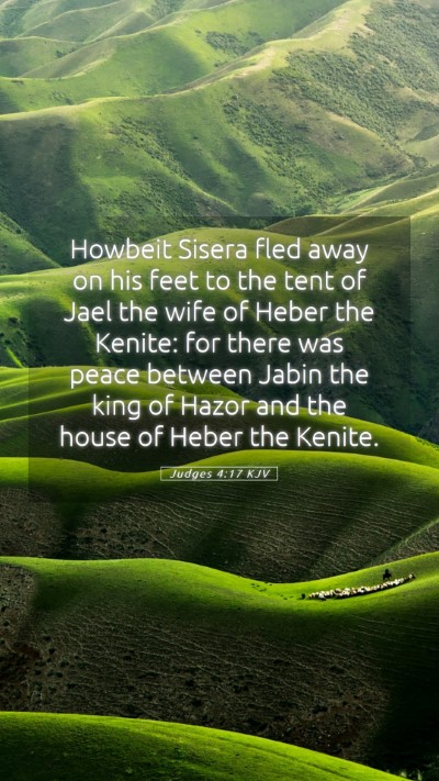 Picture 05 - Judges 4:17 KJV Mobile Phone Wallpaper - Howbeit Sisera fled away on his feet to the tent - Mobile Bible Verse Wallpaper