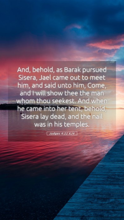 Picture 05 - Judges 4:22 KJV Mobile Phone Wallpaper - And, behold, as Barak pursued Sisera, Jael came - Mobile Bible Verse Wallpaper