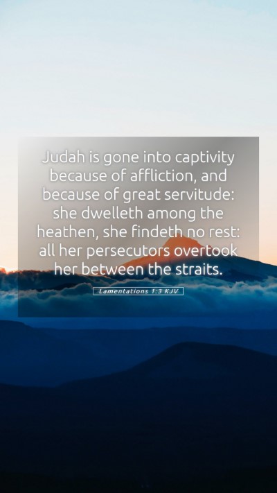Picture 05 - Lamentations 1:3 KJV Mobile Phone Wallpaper - Judah is gone into captivity because of - Mobile Bible Verse Wallpaper