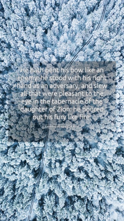 Picture 05 - Lamentations 2:4 KJV Mobile Phone Wallpaper - He hath bent his bow like an enemy: he stood with - Mobile Bible Verse Wallpaper