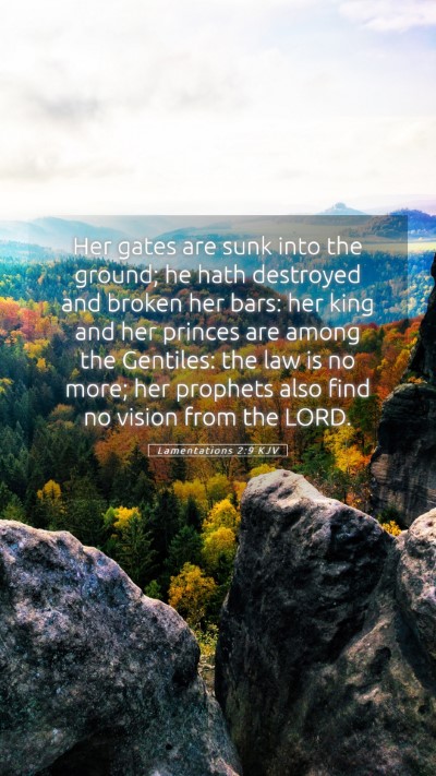 Picture 05 - Lamentations 2:9 KJV Mobile Phone Wallpaper - Her gates are sunk into the ground; he hath - Mobile Bible Verse Wallpaper