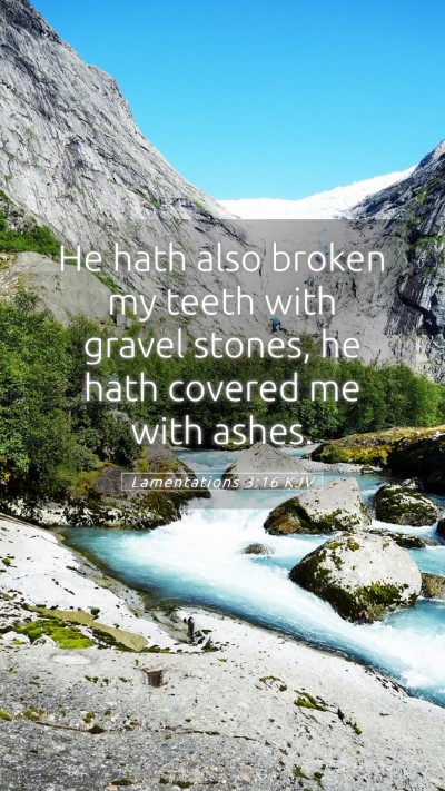 Picture 05 - Lamentations 3:16 KJV Mobile Phone Wallpaper - He hath also broken my teeth with gravel stones, - Mobile Bible Verse Wallpaper