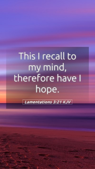 Picture 05 - Lamentations 3:21 KJV Mobile Phone Wallpaper - This I recall to my mind, therefore have I - Mobile Bible Verse Wallpaper