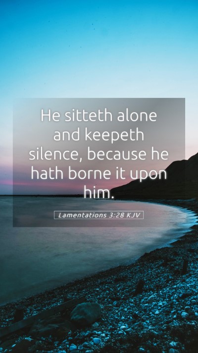Picture 05 - Lamentations 3:28 KJV Mobile Phone Wallpaper - He sitteth alone and keepeth silence, because he - Mobile Bible Verse Wallpaper