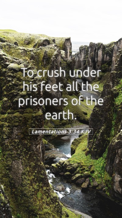 Picture 05 - Lamentations 3:34 KJV Mobile Phone Wallpaper - To crush under his feet all the prisoners of the - Mobile Bible Verse Wallpaper