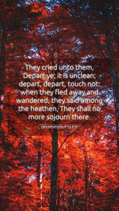 Picture 05 - Lamentations 4:15 KJV Mobile Phone Wallpaper - They cried unto them, Depart ye; it is unclean; - Mobile Bible Verse Wallpaper