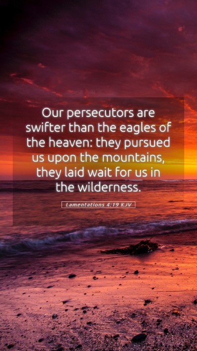 Picture 05 - Lamentations 4:19 KJV Mobile Phone Wallpaper - Our persecutors are swifter than the eagles of - Mobile Bible Verse Wallpaper