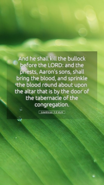 Picture 05 - Leviticus 1:5 KJV Mobile Phone Wallpaper - And he shall kill the bullock before the LORD: - Mobile Bible Verse Wallpaper