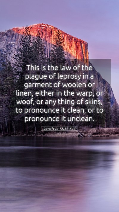 Picture 05 - Leviticus 13:59 KJV Mobile Phone Wallpaper - This is the law of the plague of leprosy in a - Mobile Bible Verse Wallpaper
