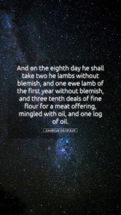 Picture 05 - Leviticus 14:10 KJV Mobile Phone Wallpaper - And on the eighth day he shall take two he lambs - Mobile Bible Verse Wallpaper