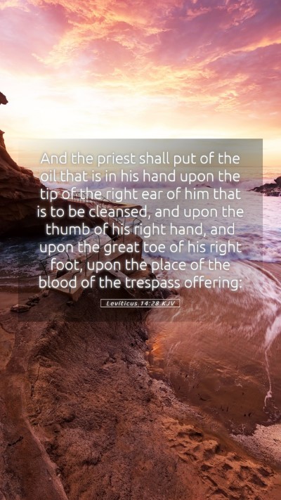 Picture 05 - Leviticus 14:28 KJV Mobile Phone Wallpaper - And the priest shall put of the oil that is in - Mobile Bible Verse Wallpaper