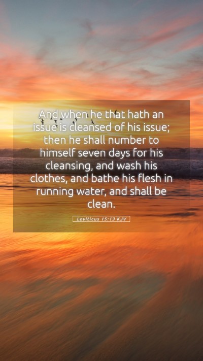 Picture 05 - Leviticus 15:13 KJV Mobile Phone Wallpaper - And when he that hath an issue is cleansed of his - Mobile Bible Verse Wallpaper