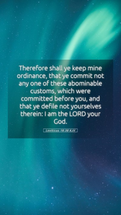 Picture 05 - Leviticus 18:30 KJV Mobile Phone Wallpaper - Therefore shall ye keep mine ordinance, that ye - Mobile Bible Verse Wallpaper