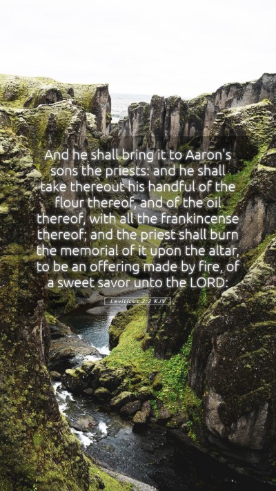 Picture 05 - Leviticus 2:2 KJV Mobile Phone Wallpaper - And he shall bring it to Aaron's sons the - Mobile Bible Verse Wallpaper