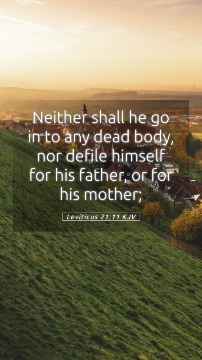 Picture 05 - Leviticus 21:11 KJV Mobile Phone Wallpaper - Neither shall he go in to any dead body, nor - Mobile Bible Verse Wallpaper