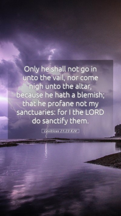 Picture 05 - Leviticus 21:23 KJV Mobile Phone Wallpaper - Only he shall not go in unto the vail, nor come - Mobile Bible Verse Wallpaper