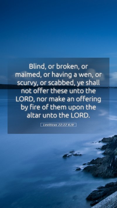 Picture 05 - Leviticus 22:22 KJV Mobile Phone Wallpaper - Blind, or broken, or maimed, or having a wen, or - Mobile Bible Verse Wallpaper