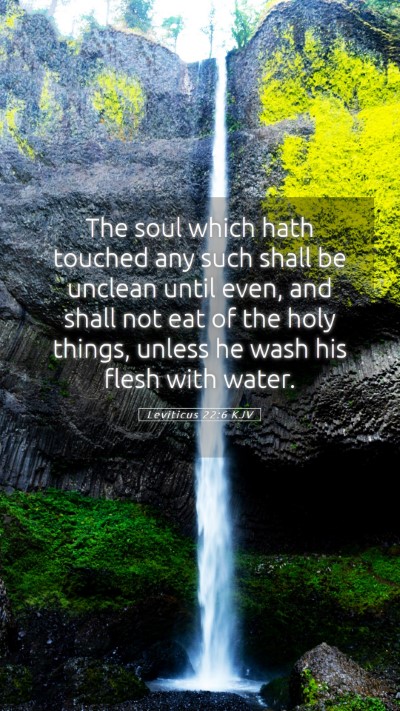 Picture 05 - Leviticus 22:6 KJV Mobile Phone Wallpaper - The soul which hath touched any such shall be - Mobile Bible Verse Wallpaper