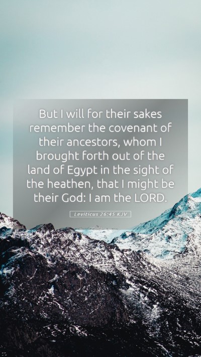Picture 05 - Leviticus 26:45 KJV Mobile Phone Wallpaper - But I will for their sakes remember the covenant - Mobile Bible Verse Wallpaper