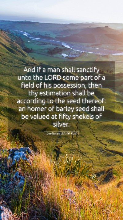 Picture 05 - Leviticus 27:16 KJV Mobile Phone Wallpaper - And if a man shall sanctify unto the LORD some - Mobile Bible Verse Wallpaper
