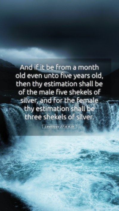 Picture 05 - Leviticus 27:6 KJV Mobile Phone Wallpaper - And if it be from a month old even unto five - Mobile Bible Verse Wallpaper