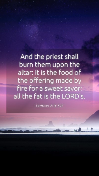 Picture 05 - Leviticus 3:16 KJV Mobile Phone Wallpaper - And the priest shall burn them upon the altar: it - Mobile Bible Verse Wallpaper