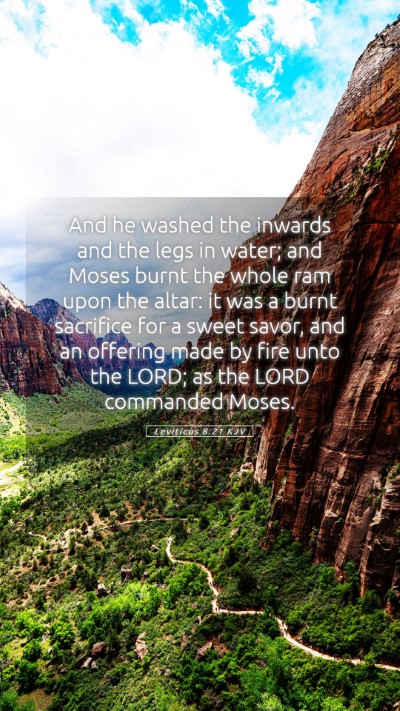 Picture 05 - Leviticus 8:21 KJV Mobile Phone Wallpaper - And he washed the inwards and the legs in water; - Mobile Bible Verse Wallpaper