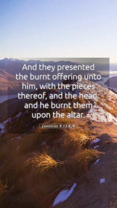 Picture 05 - Leviticus 9:13 KJV Mobile Phone Wallpaper - And they presented the burnt offering unto him, - Mobile Bible Verse Wallpaper