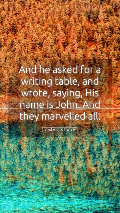 Picture 05 - Luke 1:63 KJV Mobile Phone Wallpaper - And he asked for a writing table, and wrote, - Mobile Bible Verse Wallpaper
