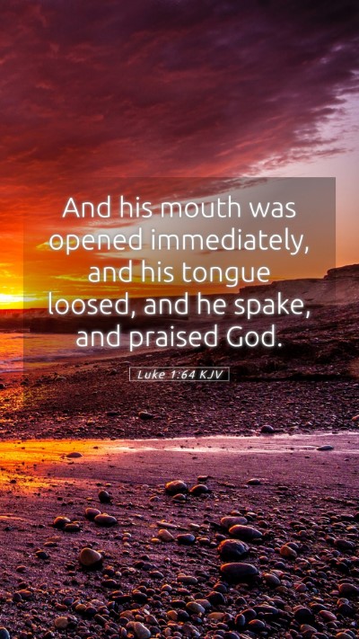 Picture 05 - Luke 1:64 KJV Mobile Phone Wallpaper - And his mouth was opened immediately, and his - Mobile Bible Verse Wallpaper