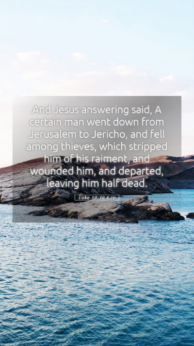 Picture 05 - Luke 10:30 KJV Mobile Phone Wallpaper - And Jesus answering said, A certain man went down - Mobile Bible Verse Wallpaper