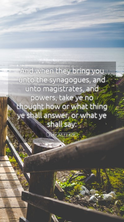 Picture 05 - Luke 12:11 KJV Mobile Phone Wallpaper - And when they bring you unto the synagogues, and - Mobile Bible Verse Wallpaper