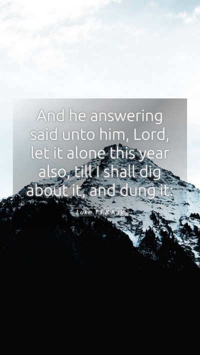 Picture 05 - Luke 13:8 KJV Mobile Phone Wallpaper - And he answering said unto him, Lord, let it - Mobile Bible Verse Wallpaper