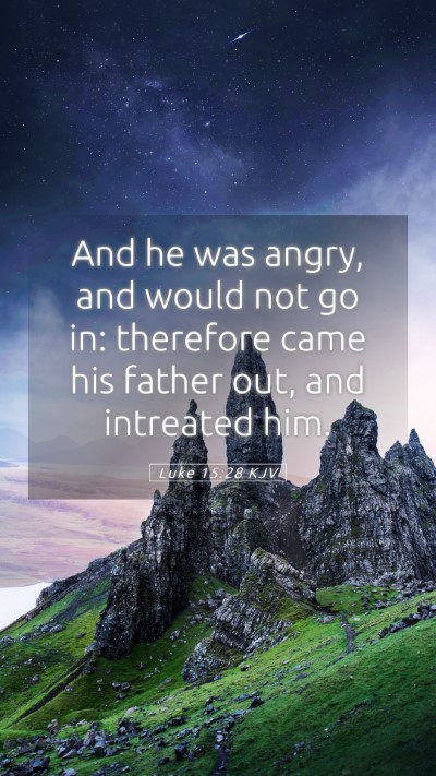 Picture 05 - Luke 15:28 KJV Mobile Phone Wallpaper - And he was angry, and would not go in: therefore - Mobile Bible Verse Wallpaper