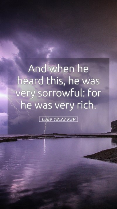 Picture 05 - Luke 18:23 KJV Mobile Phone Wallpaper - And when he heard this, he was very sorrowful: - Mobile Bible Verse Wallpaper