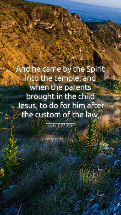 Picture 05 - Luke 2:27 KJV Mobile Phone Wallpaper - And he came by the Spirit into the temple: and - Mobile Bible Verse Wallpaper
