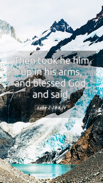 Picture 05 - Luke 2:28 KJV Mobile Phone Wallpaper - Then took he him up in his arms, and blessed God, - Mobile Bible Verse Wallpaper