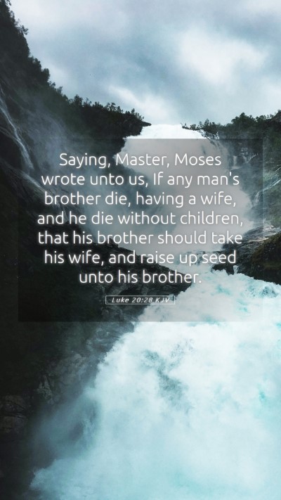 Picture 05 - Luke 20:28 KJV Mobile Phone Wallpaper - Saying, Master, Moses wrote unto us, If any man's - Mobile Bible Verse Wallpaper