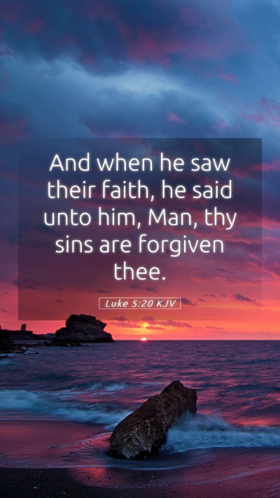Picture 05 - Luke 5:20 KJV Mobile Phone Wallpaper - And when he saw their faith, he said unto him, - Mobile Bible Verse Wallpaper