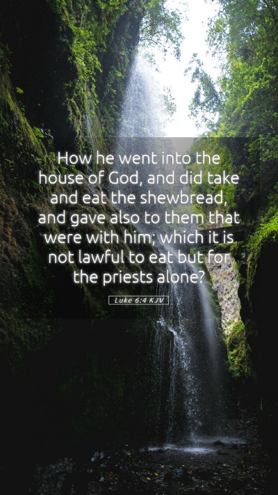 Picture 05 - Luke 6:4 KJV Mobile Phone Wallpaper - How he went into the house of God, and did take - Mobile Bible Verse Wallpaper