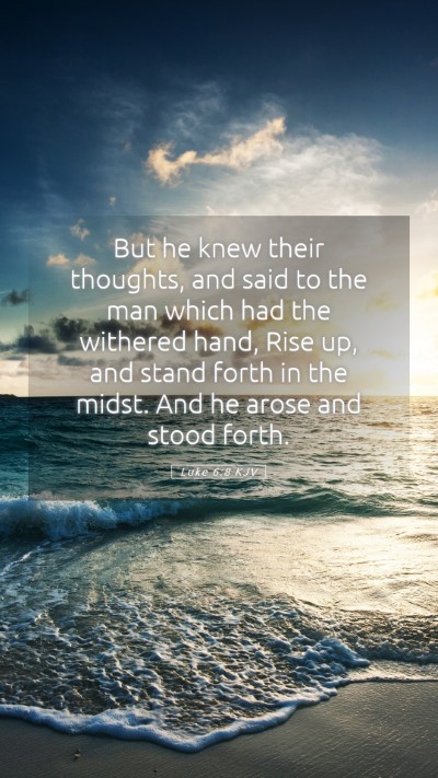 Picture 05 - Luke 6:8 KJV Mobile Phone Wallpaper - But he knew their thoughts, and said to the man - Mobile Bible Verse Wallpaper