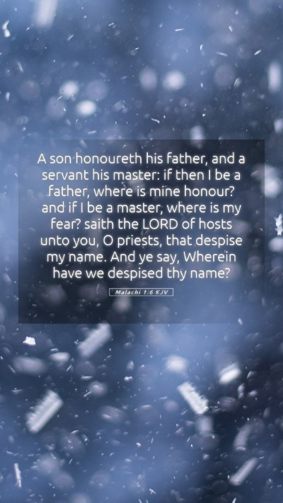 Picture 05 - Malachi 1:6 KJV Mobile Phone Wallpaper - A son honoureth his father, and a servant his - Mobile Bible Verse Wallpaper