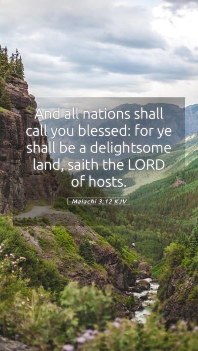 Picture 05 - Malachi 3:12 KJV Mobile Phone Wallpaper - And all nations shall call you blessed: for ye - Mobile Bible Verse Wallpaper