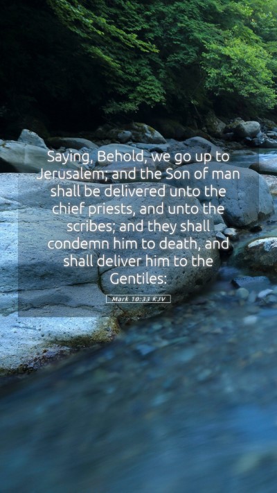 Picture 05 - Mark 10:33 KJV Mobile Phone Wallpaper - Saying, Behold, we go up to Jerusalem; and the - Mobile Bible Verse Wallpaper