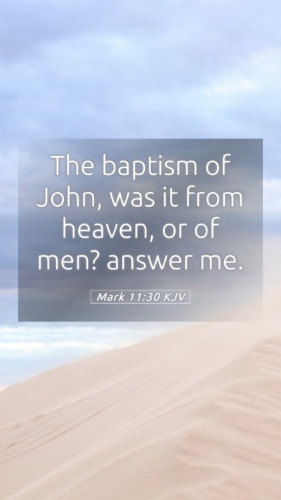Picture 05 - Mark 11:30 KJV Mobile Phone Wallpaper - The baptism of John, was it from heaven, or of - Mobile Bible Verse Wallpaper