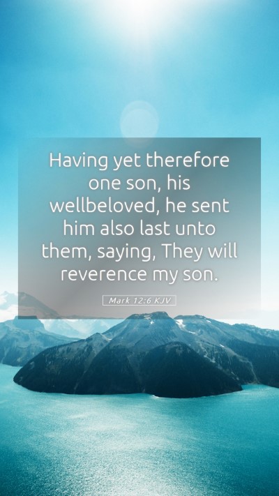 Picture 05 - Mark 12:6 KJV Mobile Phone Wallpaper - Having yet therefore one son, his wellbeloved, he - Mobile Bible Verse Wallpaper