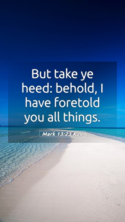 Picture 05 - Mark 13:23 KJV Mobile Phone Wallpaper - But take ye heed: behold, I have foretold you all - Mobile Bible Verse Wallpaper