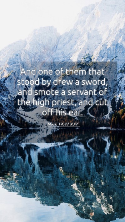 Picture 05 - Mark 14:47 KJV Mobile Phone Wallpaper - And one of them that stood by drew a sword, and - Mobile Bible Verse Wallpaper