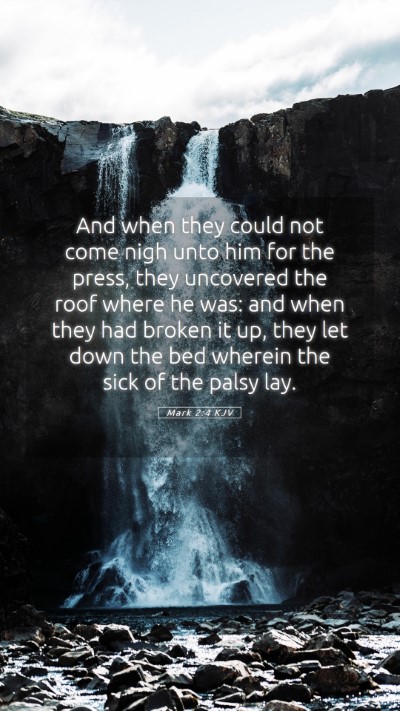 Picture 05 - Mark 2:4 KJV Mobile Phone Wallpaper - And when they could not come nigh unto him for - Mobile Bible Verse Wallpaper