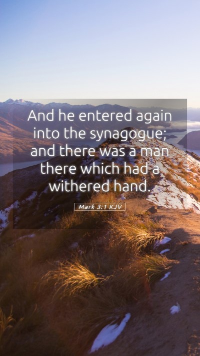 Picture 05 - Mark 3:1 KJV Mobile Phone Wallpaper - And he entered again into the synagogue; and - Mobile Bible Verse Wallpaper